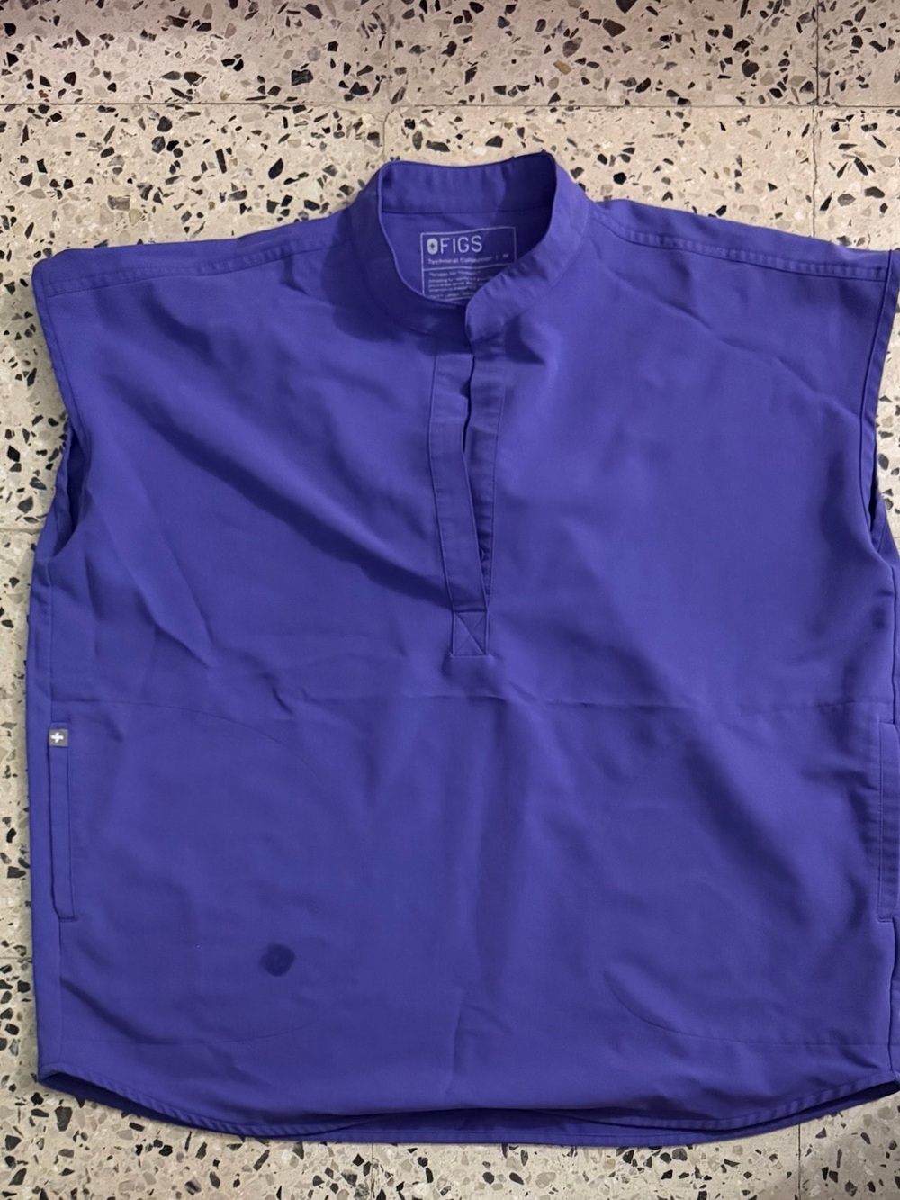 FIGS Purple Mandarin-Collar Henley Top